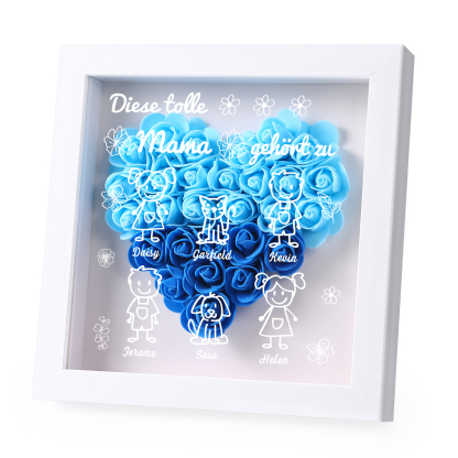 Mama Dichtetafelrahmen Deko-Personalisierbare 6 Namen & Muster Blume Ornament für Mutter-Diese tolle Mama gehört zu....