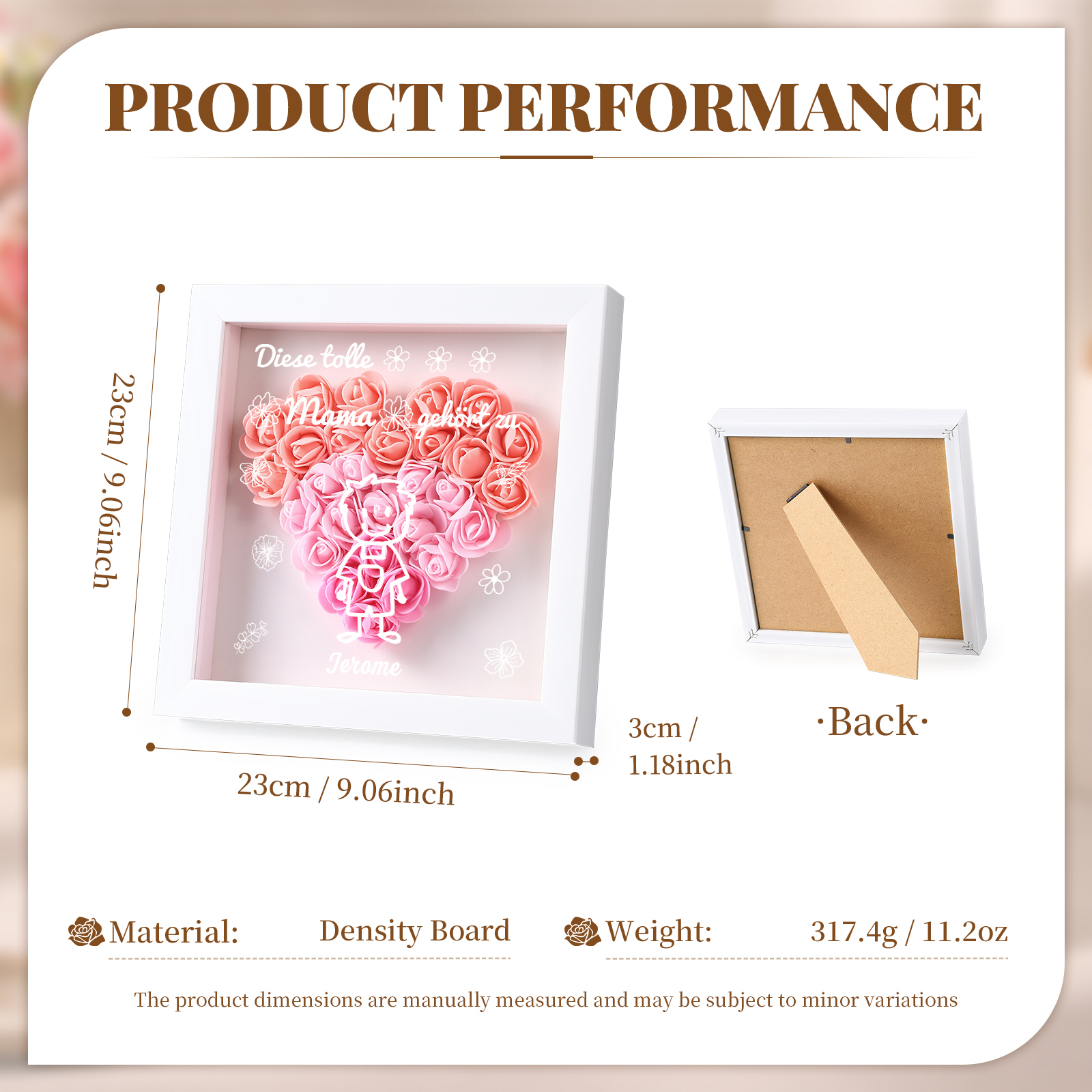 Mama Dichtetafelrahmen Deko-Personalisierbare 1 Name & Muster Blume Ornament für Mutter