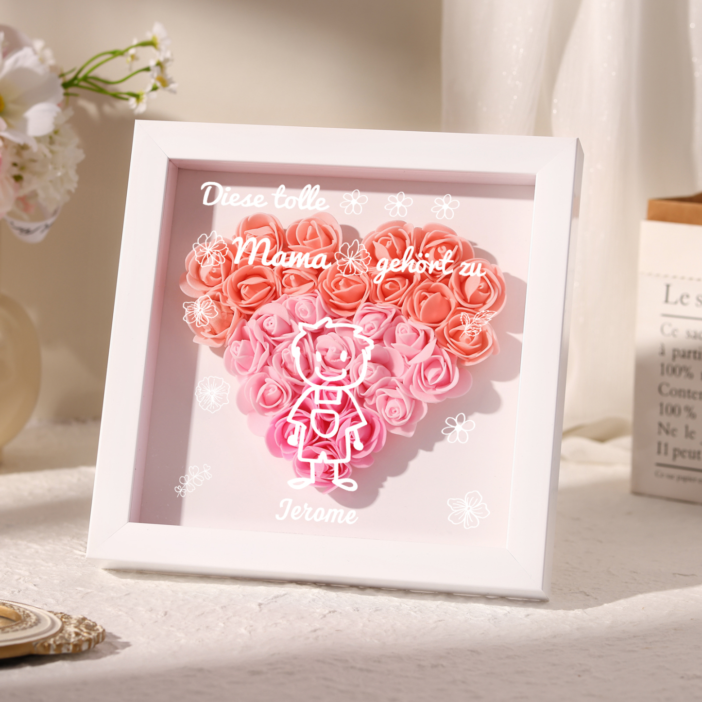 Mama Dichtetafelrahmen Deko-Personalisierbare 1 Name & Muster Blume Ornament für Mutter