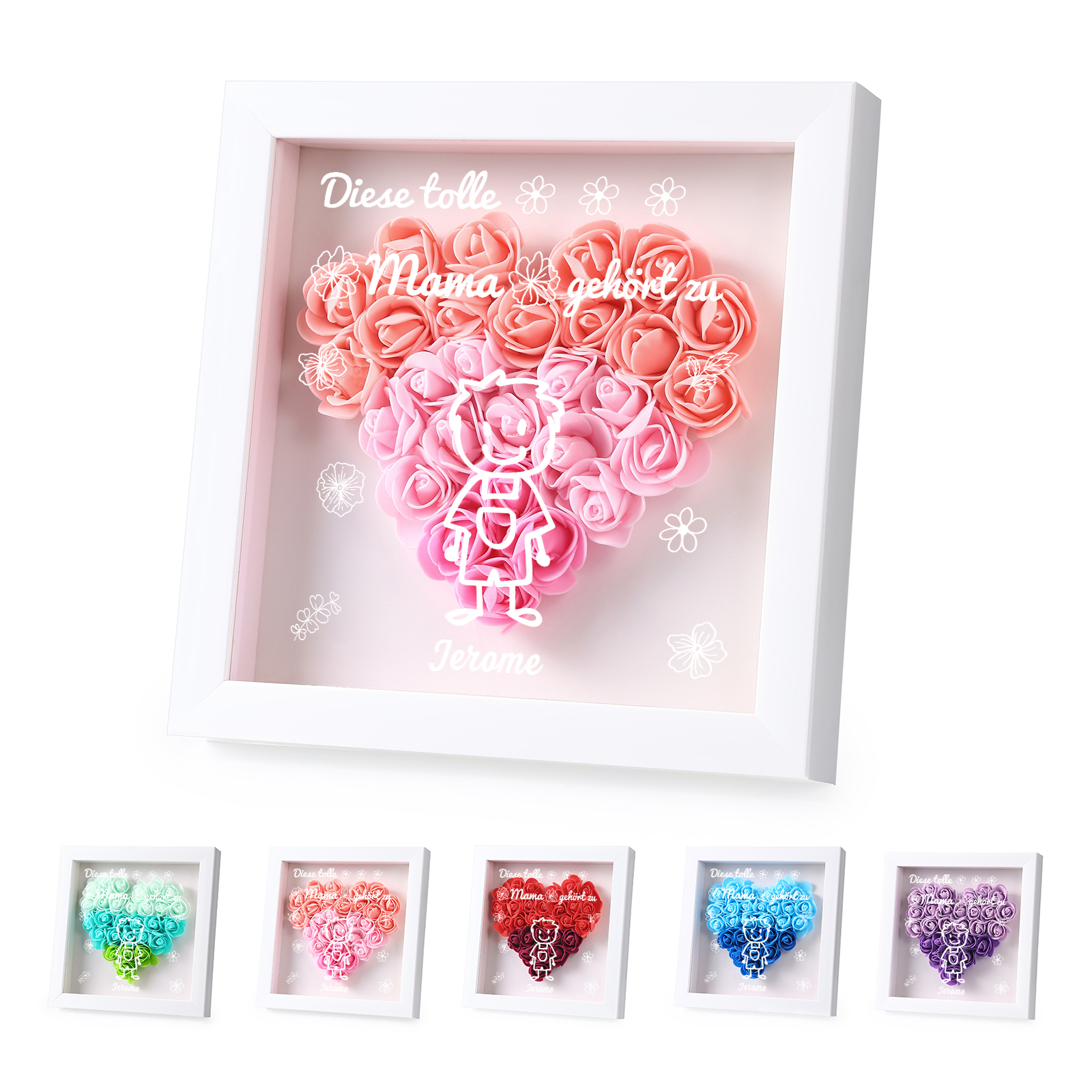 Mama Dichtetafelrahmen Deko-Personalisierbare 1 Name & Muster Blume Ornament für Mutter