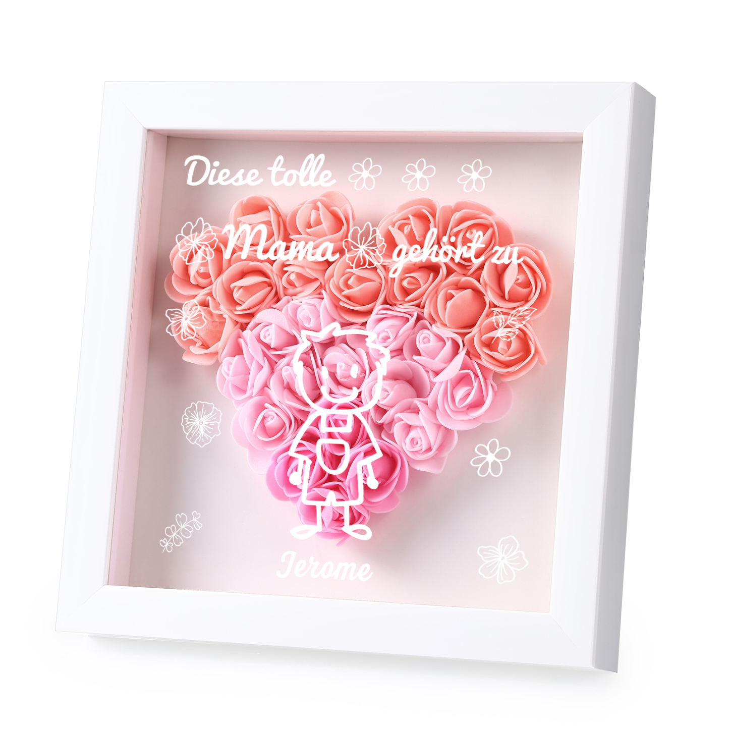 Mama Dichtetafelrahmen Deko-Personalisierbare 1 Name & Muster Blume Ornament für Mutter