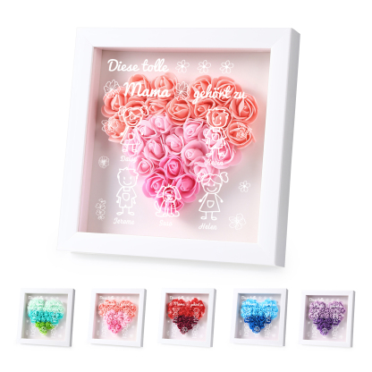 Mama Dichtetafelrahmen Deko-Personalisierbare 5 Namen & Muster Blume Ornament für Mutter-Diese tolle Mama gehört zu....