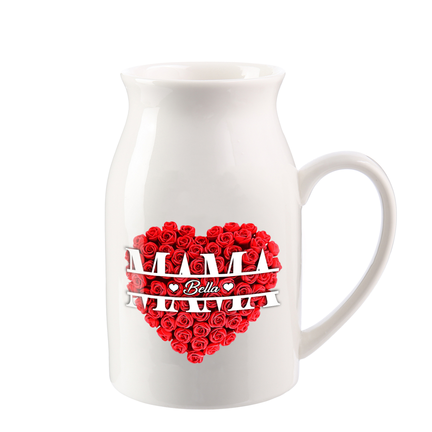 Personalisierte 1 Name Rotes Rosa Gießvase mit Henkel Mama Vase-Pefektes Geschenk für Mama