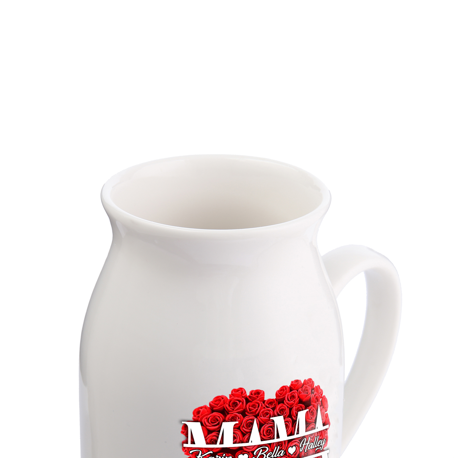 Personalisierte 3 Namen Rotes Rosa Gießvase mit Henkel Mama Vase-Pefektes Geschenk für Mama