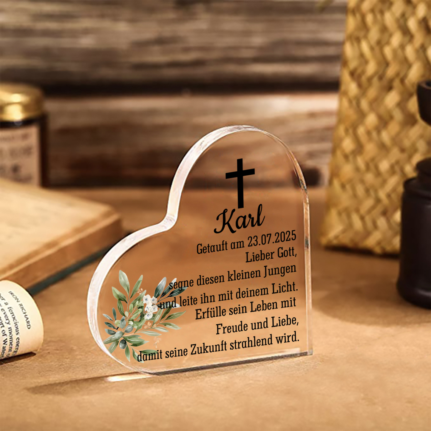 Personalisierter 1 Name & Datum Acryl-Deko-zur Konfirmation/Kommunion Schreibtischdekoration-für Sohn/Tochter