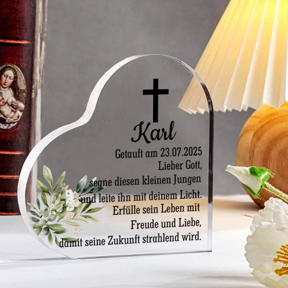 Personalisierter 1 Name & Datum Acryl-Deko-zur Konfirmation/Kommunion Schreibtischdekoration-für Sohn/Tochter