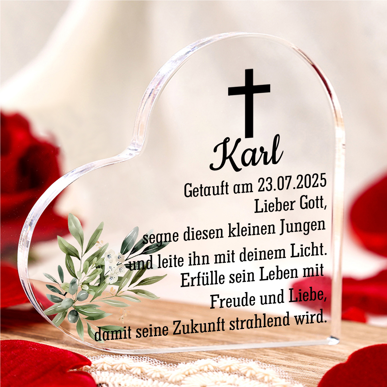 Personalisierter 1 Name & Datum Acryl-Deko-zur Konfirmation/Kommunion Schreibtischdekoration-für Sohn/Tochter