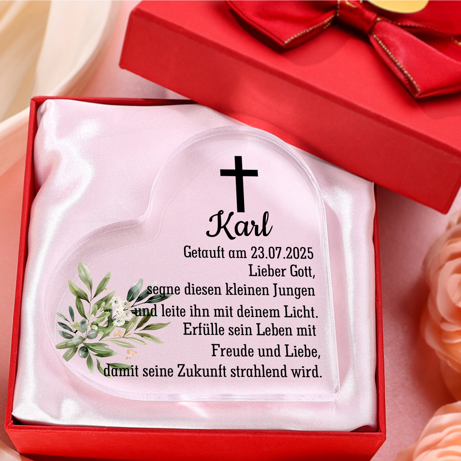 Personalisierter 1 Name & Datum Acryl-Deko-zur Konfirmation/Kommunion Schreibtischdekoration-für Sohn/Tochter