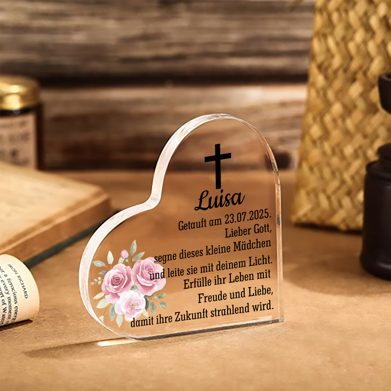 Personalisierter 1 Name & Datum Acryl-Deko-zur Konfirmation/Kommunion Schreibtischdekoration-für Sohn/Tochter