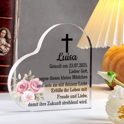 Personalisierter 1 Name & Datum Acryl-Deko-zur Konfirmation/Kommunion Schreibtischdekoration-für Sohn/Tochter