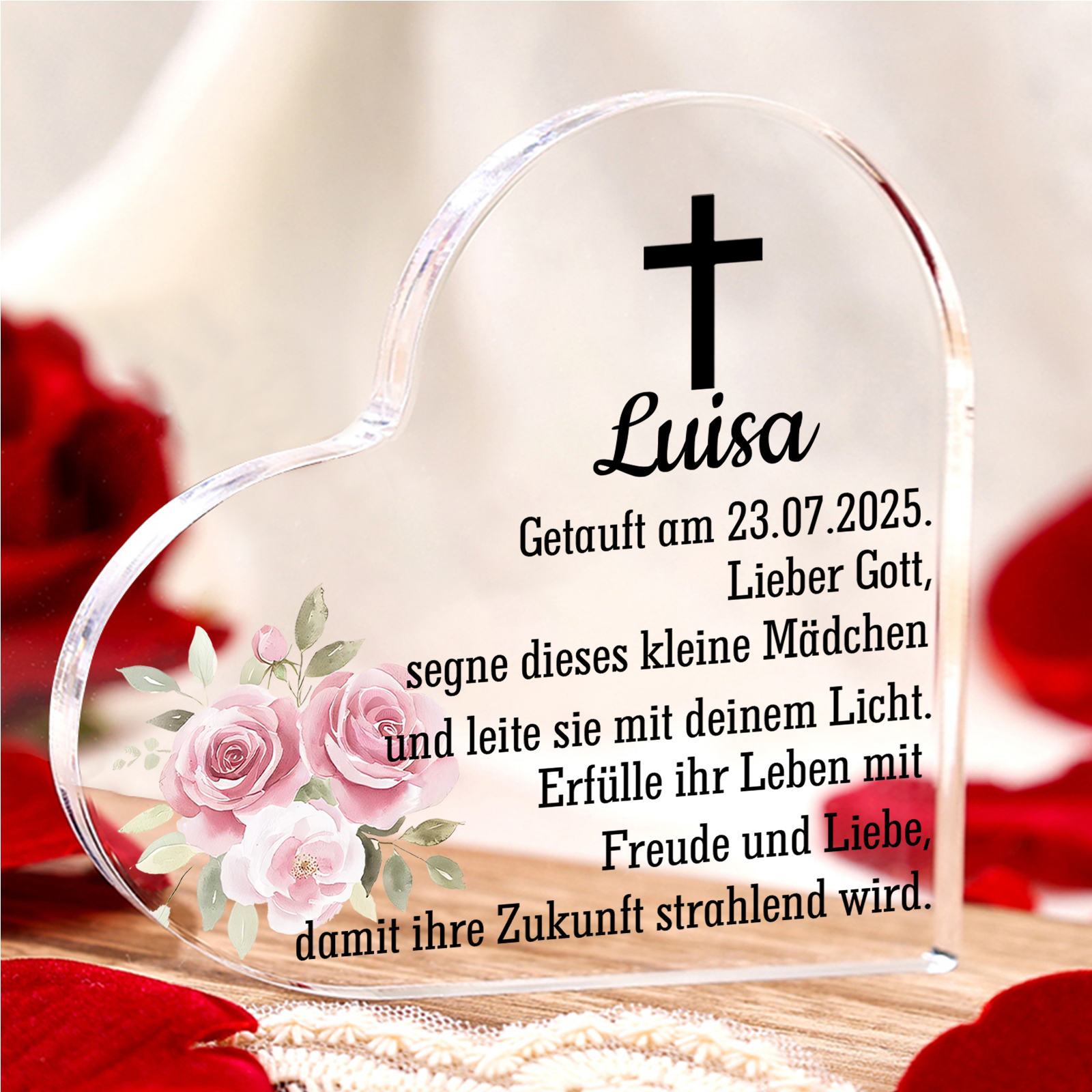 Personalisierter 1 Name & Datum Acryl-Deko-zur Konfirmation/Kommunion Schreibtischdekoration-für Sohn/Tochter