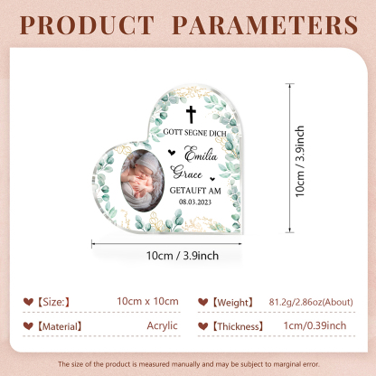 Personalisierter 1 Name & Datum & Foto Acryl-Deko-zur Konfirmation/Kommunion Schreibtischdekoration-für Sohn/Tochter