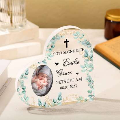 Personalisierter 1 Name & Datum & Foto Acryl-Deko-zur Konfirmation/Kommunion Schreibtischdekoration-für Sohn/Tochter