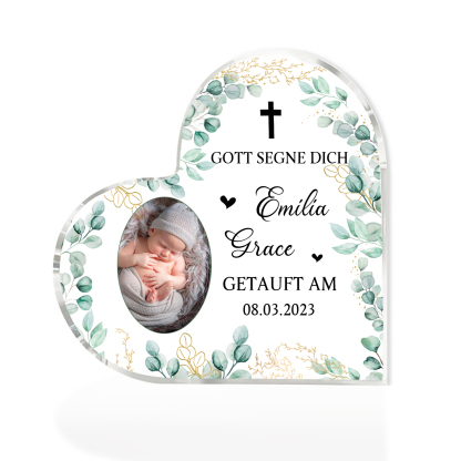 Personalisierter 1 Name & Datum & Foto Acryl-Deko-zur Konfirmation/Kommunion Schreibtischdekoration-für Sohn/Tochter