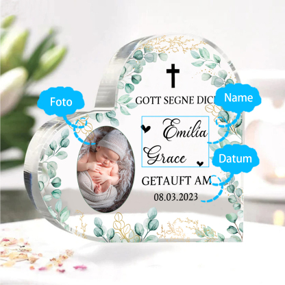 Personalisierter 1 Name & Datum & Foto Acryl-Deko-zur Konfirmation/Kommunion Schreibtischdekoration-für Sohn/Tochter