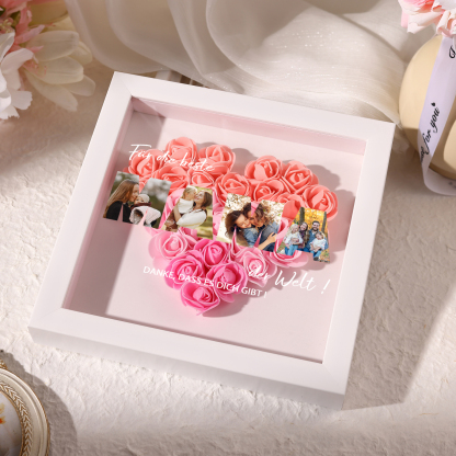 Mama Dichteplattenrahmen Deko-Personalisierbare 4 Fotos-Für die beste MAMA der Welt-Blume Ornament für Mutter