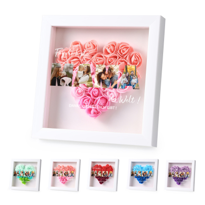 Mama Dichteplattenrahmen Deko-Personalisierbare 4 Fotos-Für die beste MAMA der Welt-Blume Ornament für Mutter