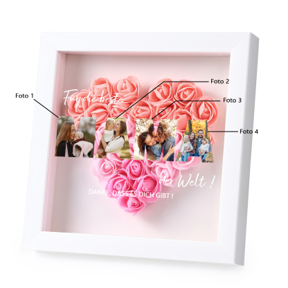 Mama Dichteplattenrahmen Deko-Personalisierbare 4 Fotos-Für die beste MAMA der Welt-Blume Ornament für Mutter