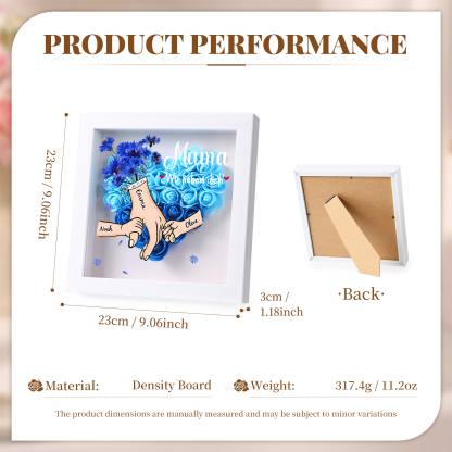 Mama Dichteplattenrahmen Deko-Personalisierbare 2-6 Namen-Hand in Hand-Blume Ornament für Mutter