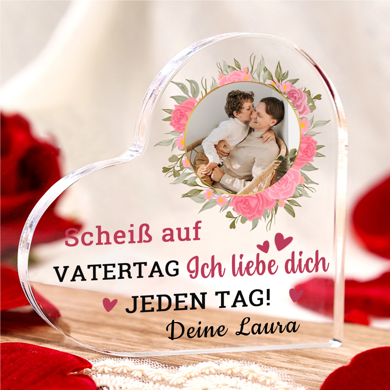 Kettenmachen Personalisierte 2 Namen & Text Rosa Familienbaum Familie Acryl-Deko Schreibtischdekoration für Mutter 22.49