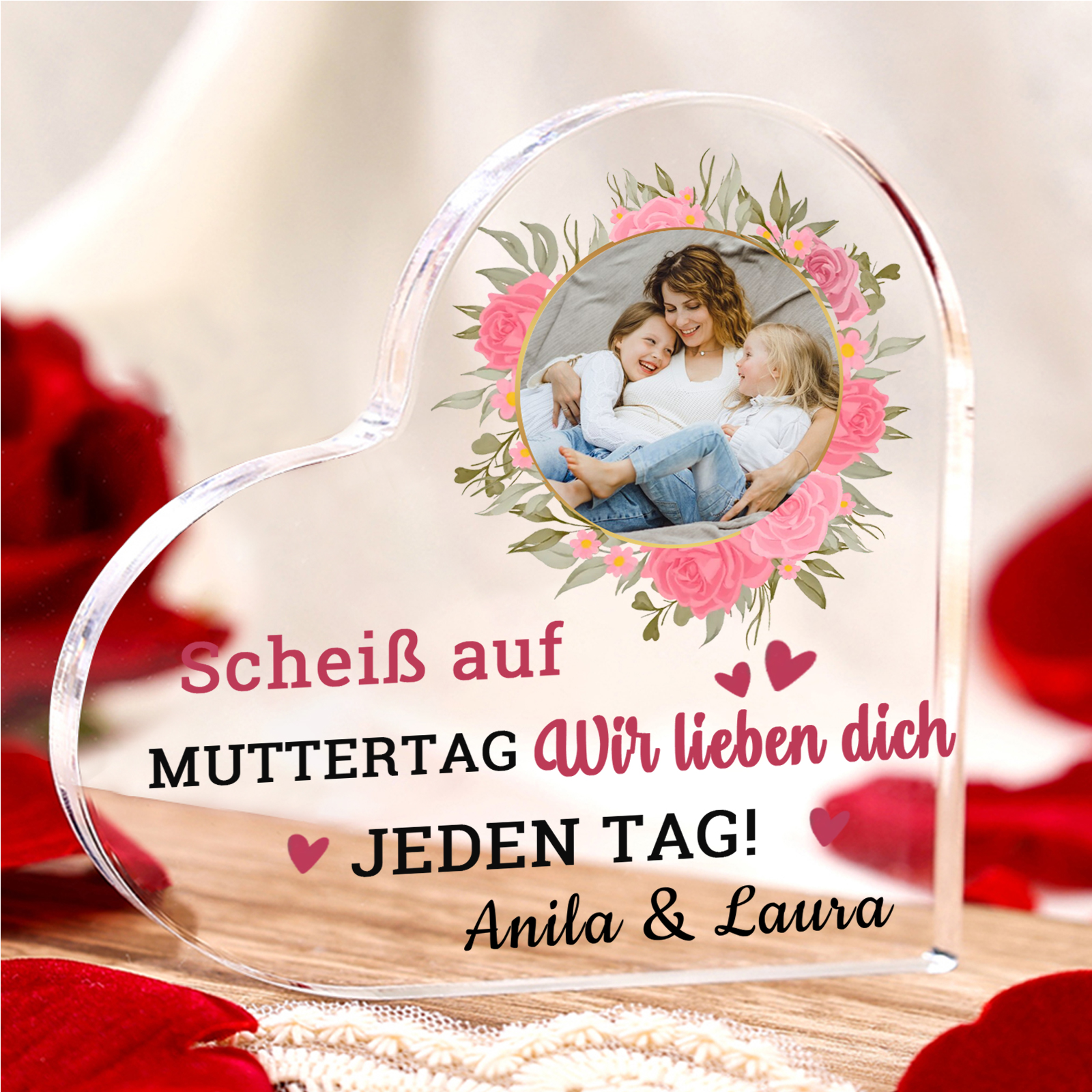 Kettenmachen Personalisierte 2 Namen & Text Rosa Familienbaum Familie Acryl-Deko Schreibtischdekoration für Mutter 22.49