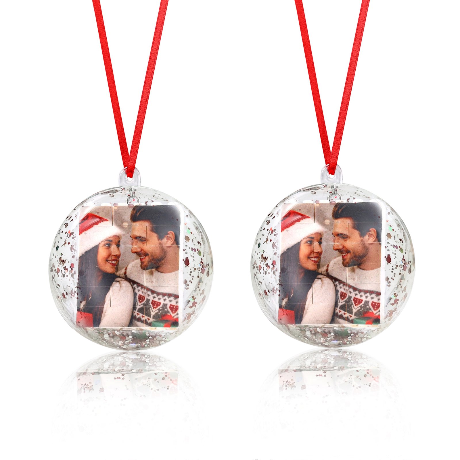 Personalisierte Foto-Weihnachtskugel mit Puzzle-Bausteinen zum Selbstgestalten 