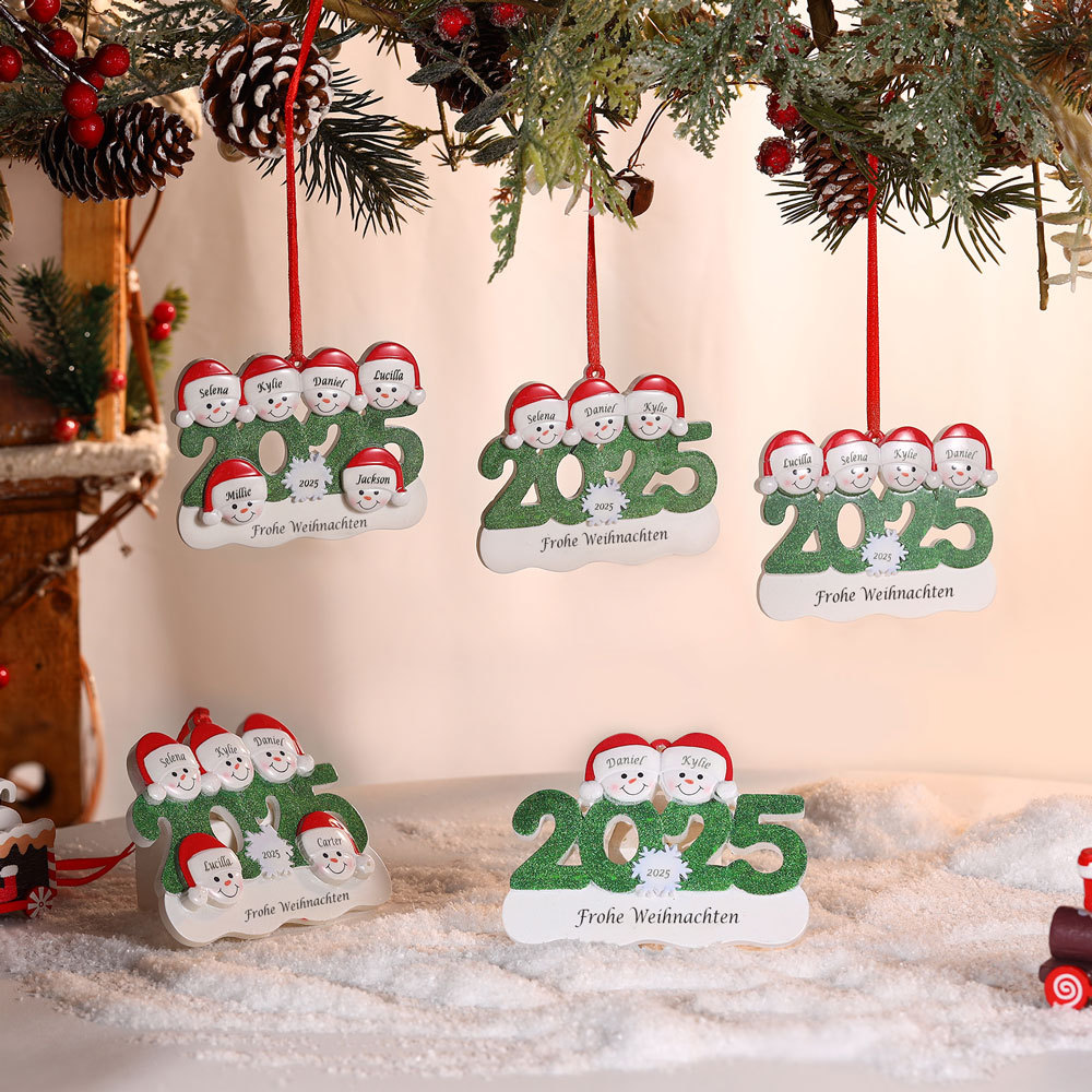 2025 Schneemann Schneeflocke Weihnachtsanhänger personalisierte — "Frohe Weihnachten"