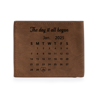 Personalisierte Herren Geldbörse aus PU‑Leder, individuell mit Foto, Kalender oder Namensgravur