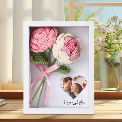 Personalisierter Foto-Tiefenrahmen mit Häkelrose