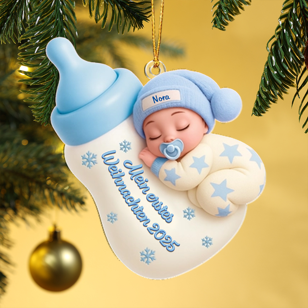 Schlafbaby-Ornament Babyflasche Erstes Weihnachten