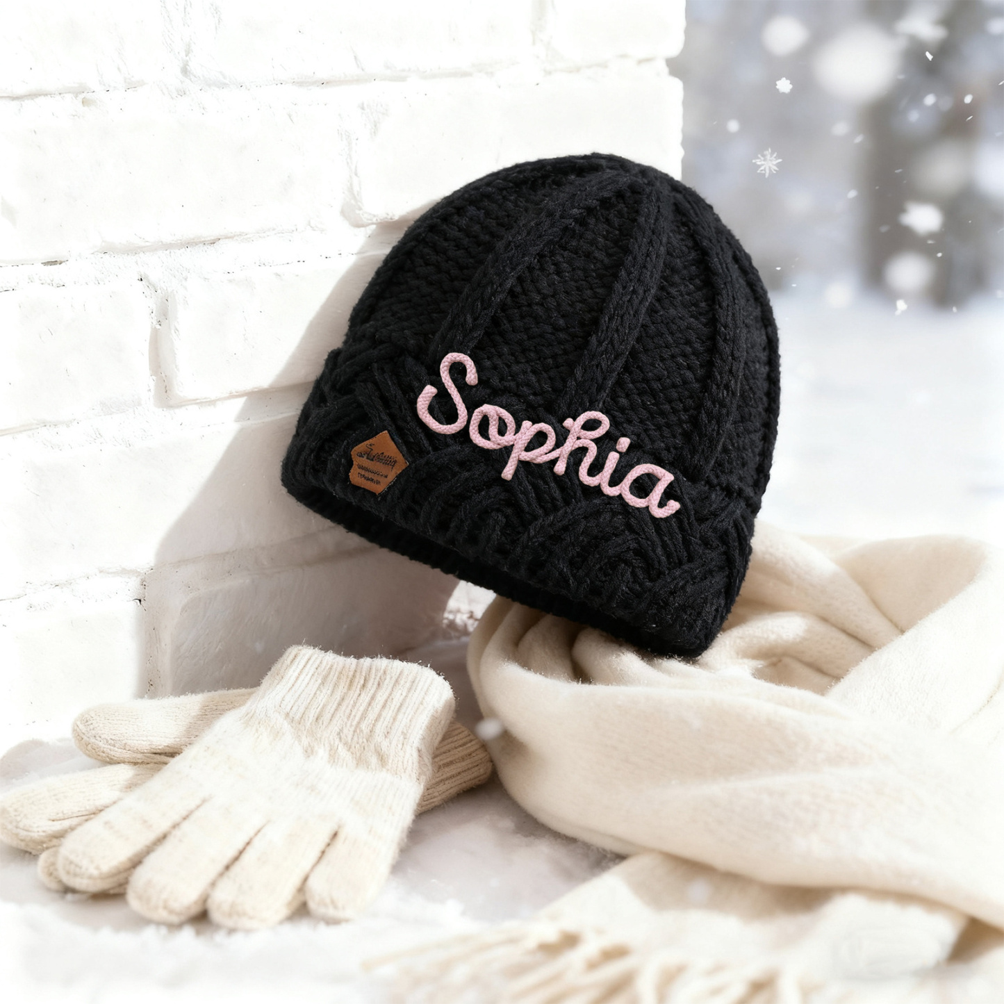 Personalisierte Winter Strickmütze mit Namensstickerei für Damen——Enthält fünf Farben