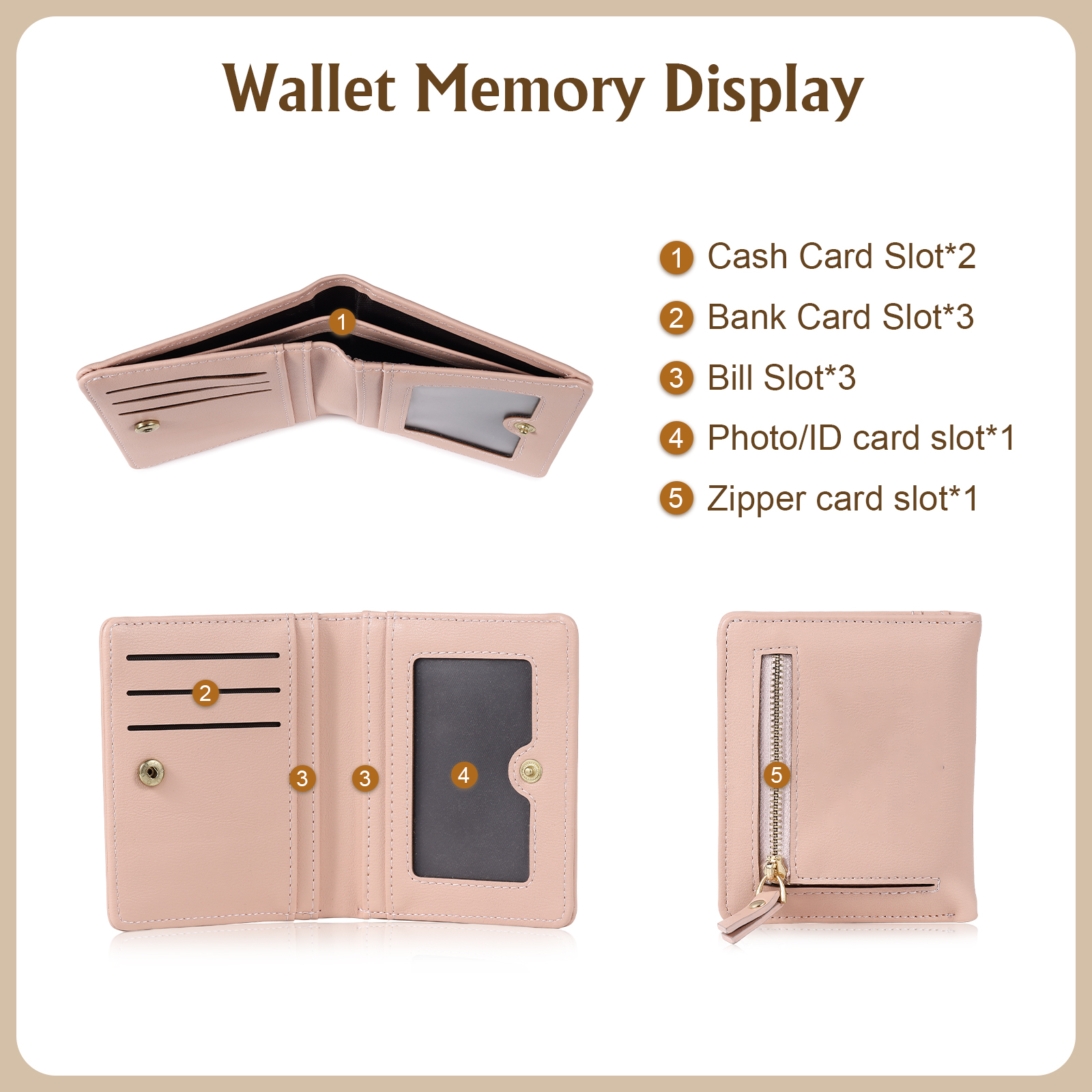 RFID Rosa PU-Leder Blumen-name Damenbörse: Geburtsblumen-Gravurt