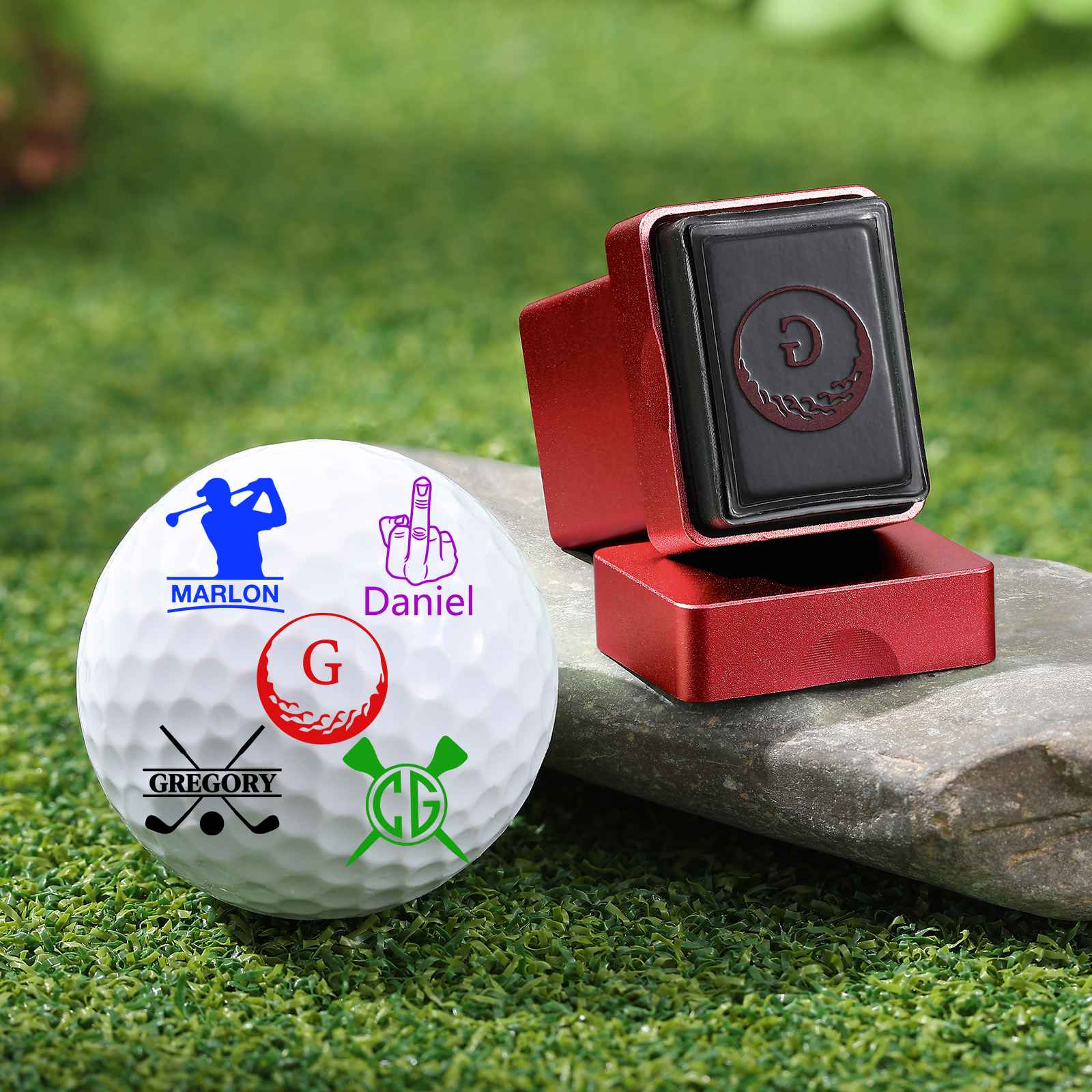 Personalisierter Golfballstempel aus Metall mit wasserfester Tinte, Golfball-Marker mit individuellem Namen