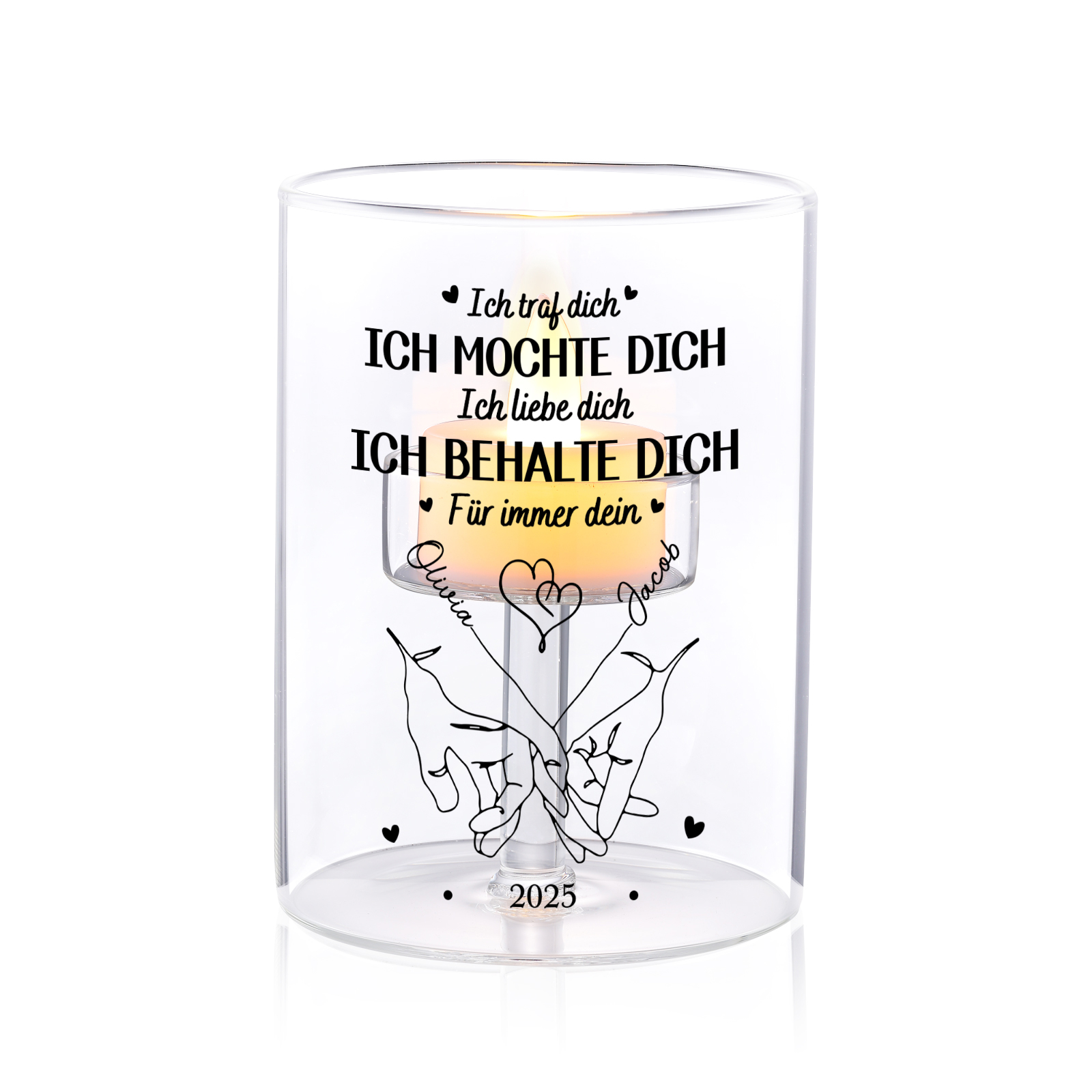 Personalisierte Glas Kerzenhalter für Paare – das perfekte Geschenk zu Weihnachten und zum Valentinstag