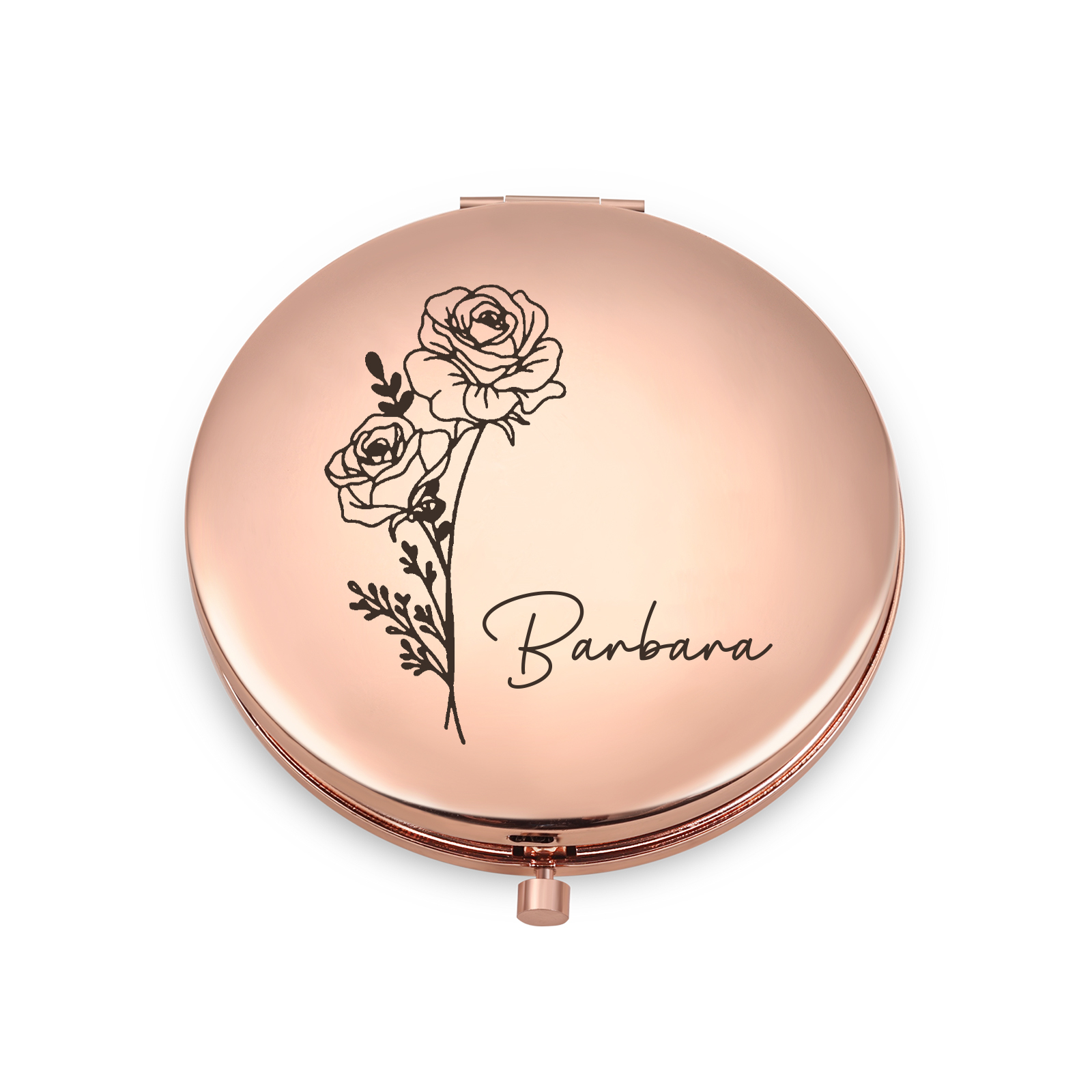 Personalisierter 1 Name & Geburtsblume Kosmetikspiegel in vier Farben