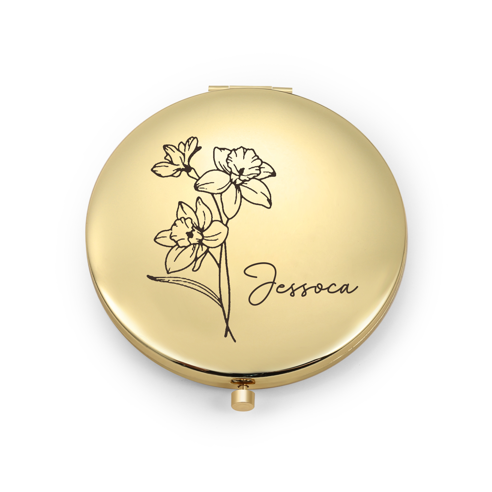 Personalisierter 1 Name & Geburtsblume Kosmetikspiegel in vier Farben erhältlich – Eleganter Begleiter für unterwegs