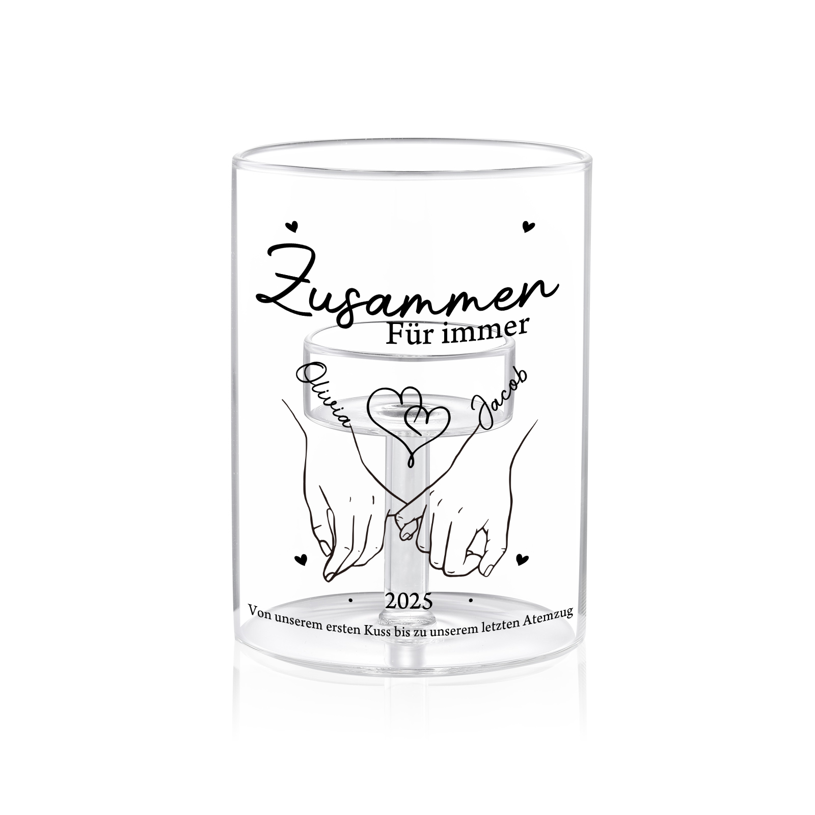Personalisierte Glas Kerzenhalter für Paare – das perfekte Geschenk zu Weihnachten und zum Valentinstag