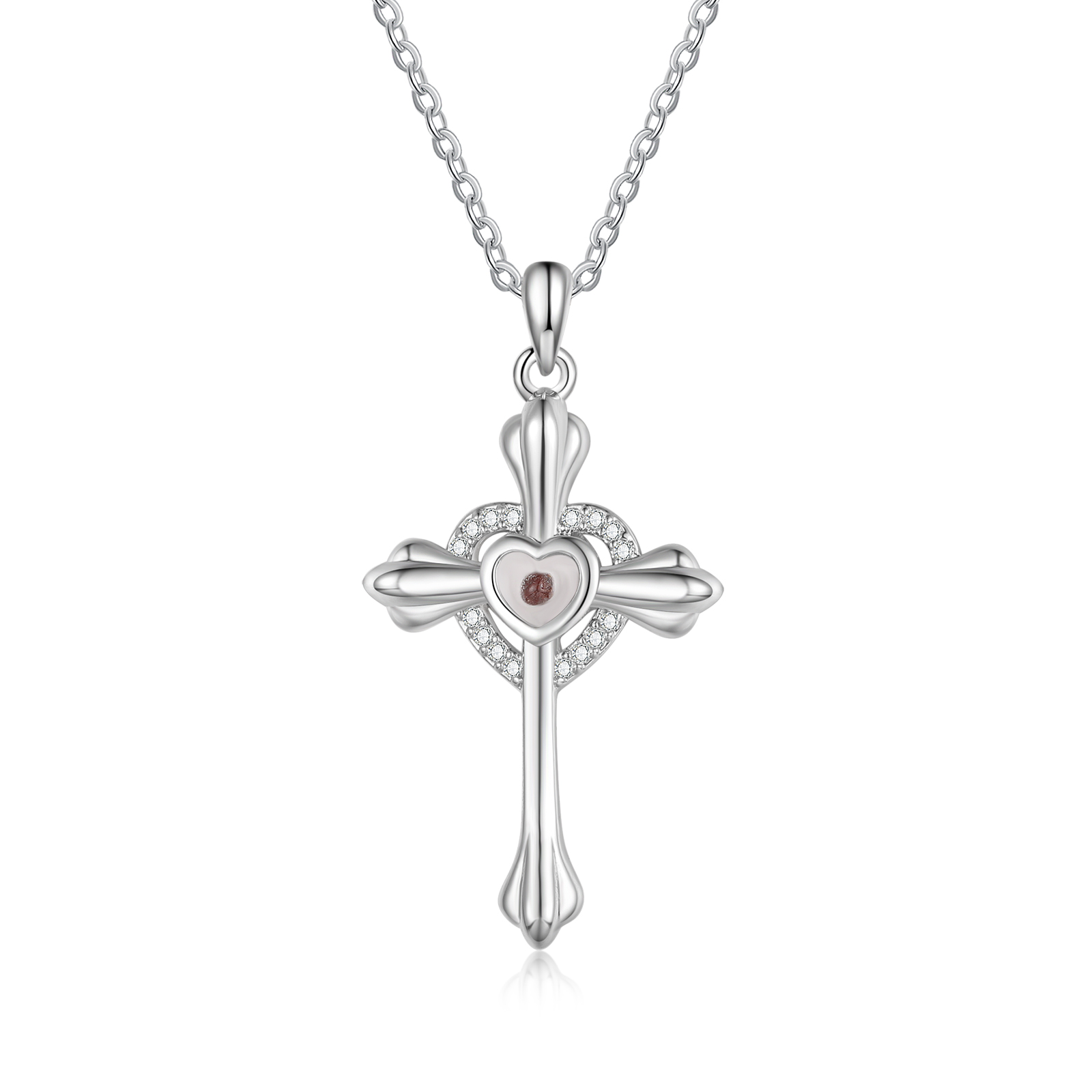 Herz-Kreuz-Halskette mit Senfkornanhänger