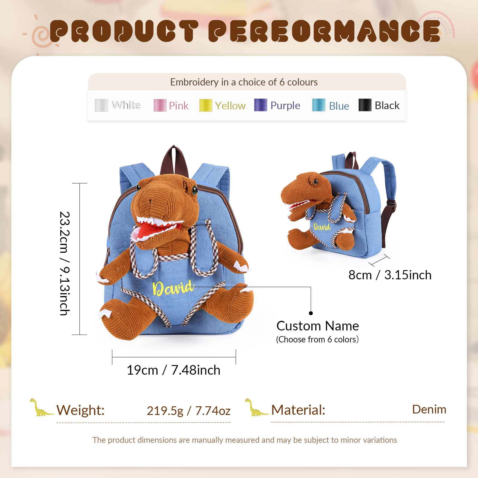 Personalisierter Dinosaurier-Rucksack für Kinder mit Namen – Geschenk zum Schulanfang