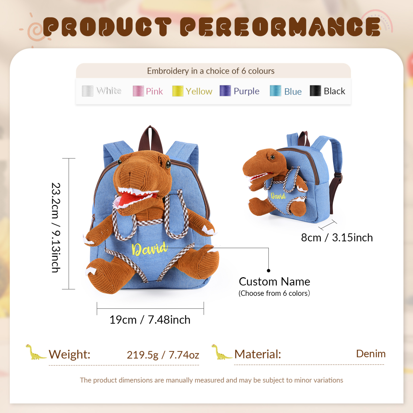 Personalisierter Dinosaurier-Rucksack für Kinder mit Namen – Geschenk zum Schulanfang