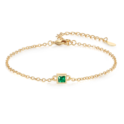 S925 Sterling Silber Familien-Geburtsstein-Armband, personalisierbar mit 1–6 Steinen, minimalistisches zartes Armband in Gold