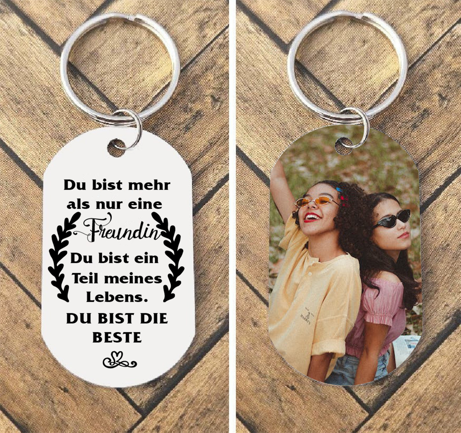 Personalisierter Text Herzform Kerzenhalter & Foto Schlüsselanhänger & Kerze & Karte & Box Freundschaft Geschenkbox Set für Beste Freundin