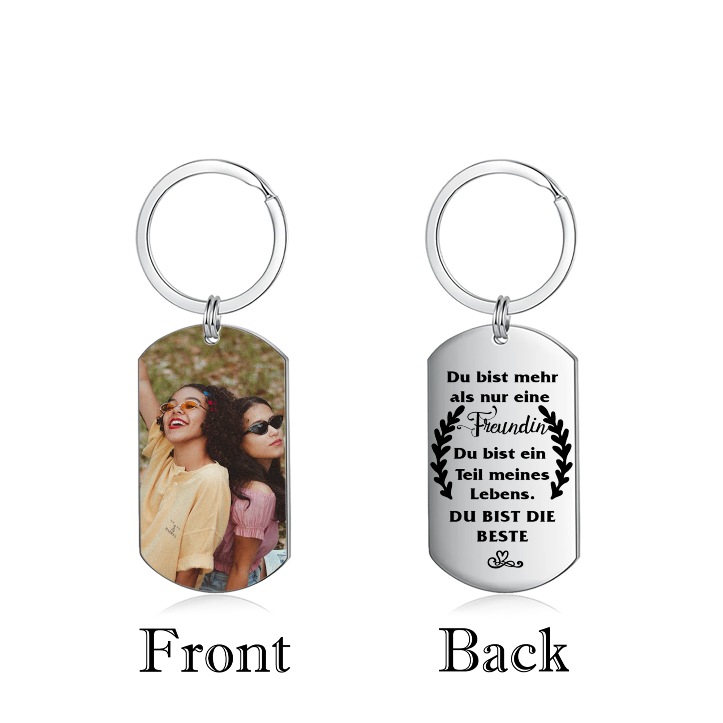 Personalisierter Text Herzform Kerzenhalter & Foto Schlüsselanhänger & Kerze & Karte & Box Freundschaft Geschenkbox Set für Beste Freundin