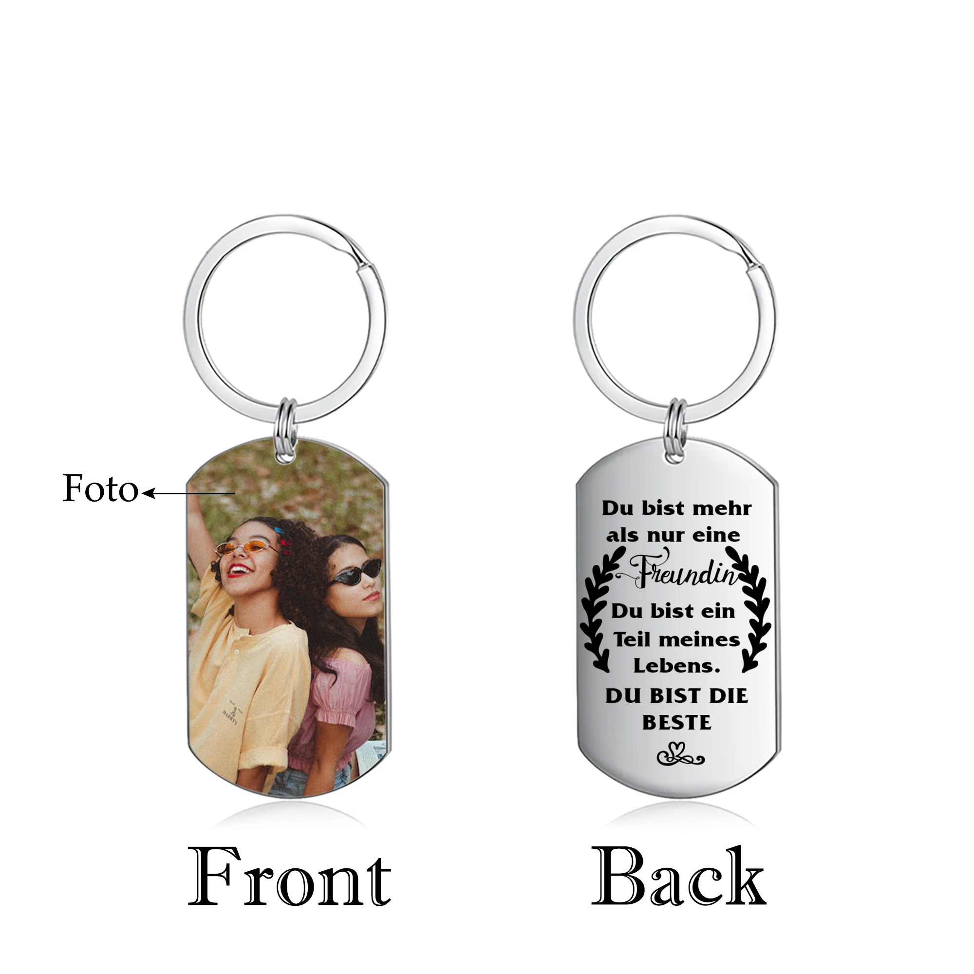 Personalisierter Text Herzform Kerzenhalter & Foto Schlüsselanhänger & Kerze & Karte & Box Freundschaft Geschenkbox Set für Beste Freundin