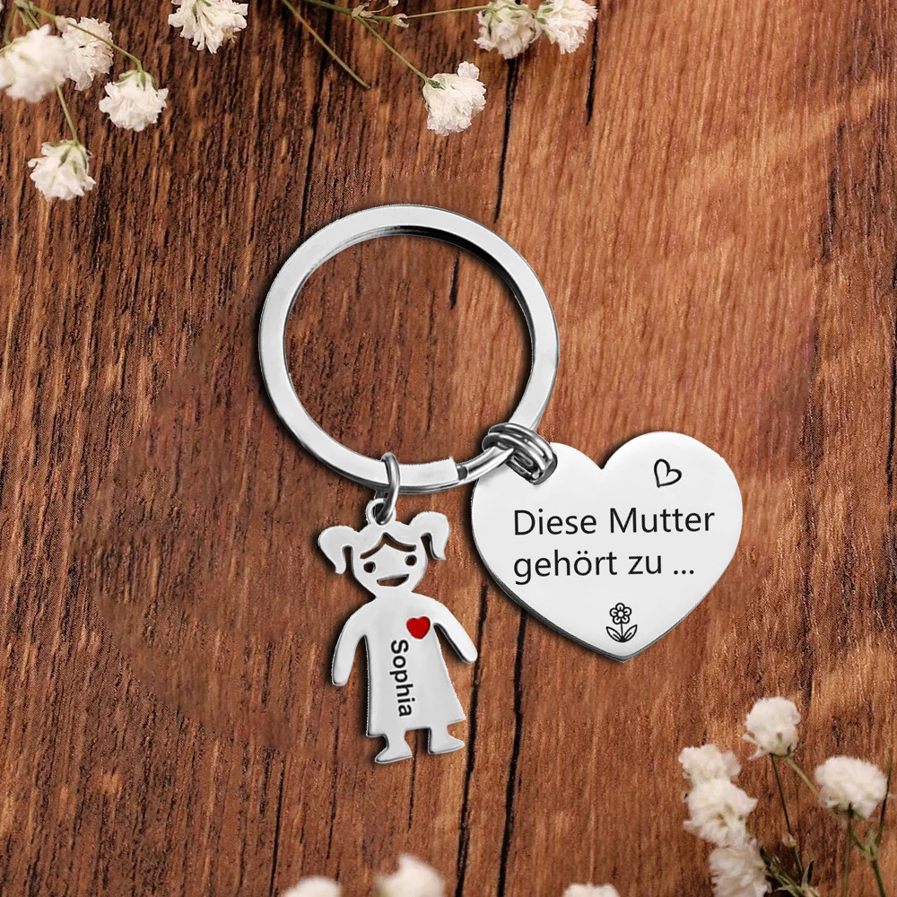 Damen Personalisierter Name & Geburtsblume PU Leder Geldbörse & 1 Name Schlüsselanhänger Geschenkbox Set für Mama Mutter