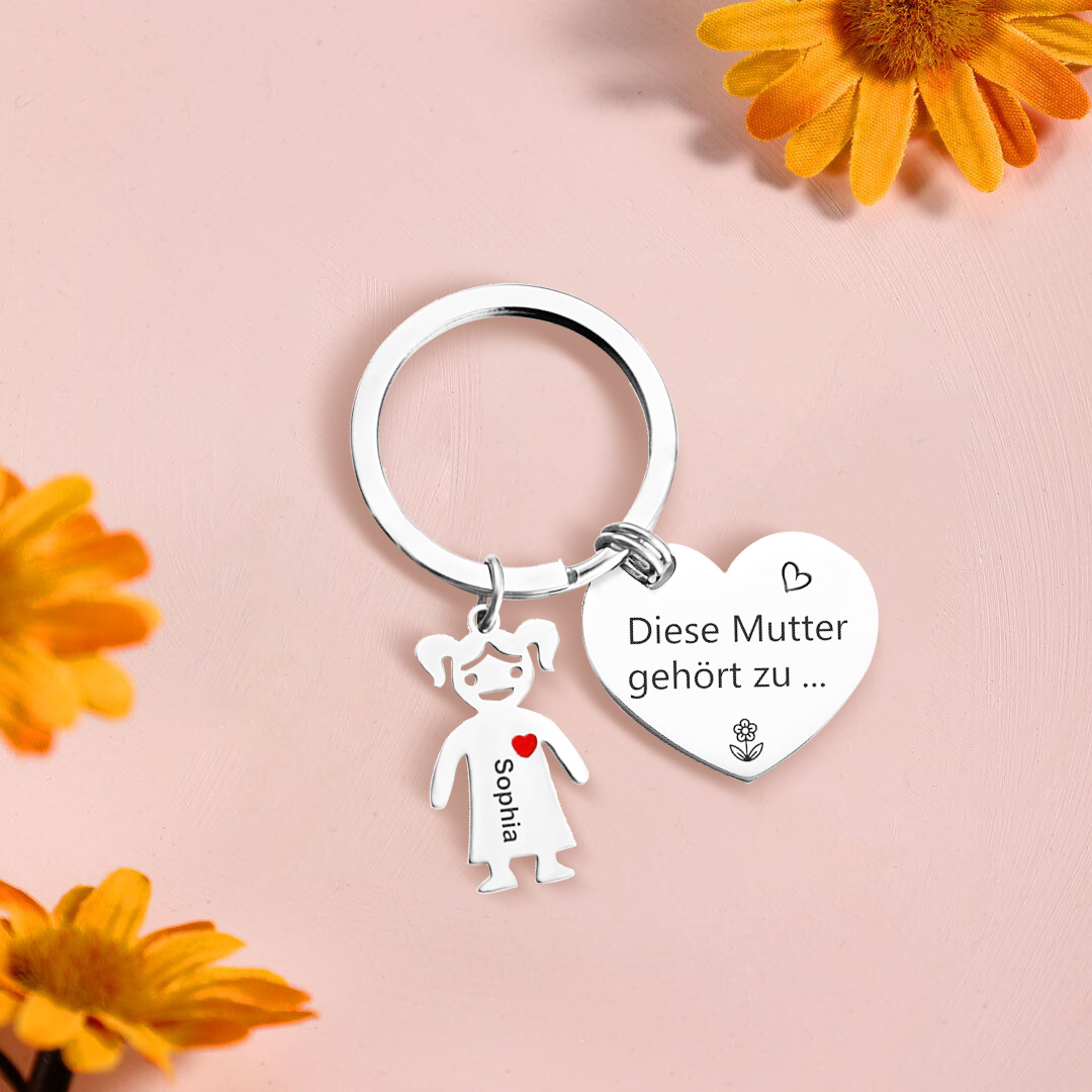 Damen Personalisierter Name & Geburtsblume PU Leder Geldbörse & 1 Name Schlüsselanhänger Geschenkbox Set für Mama Mutter