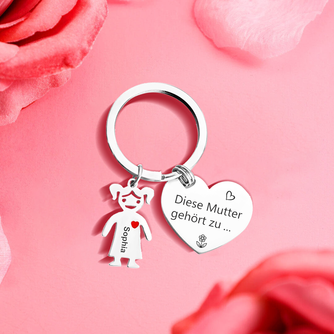 Damen Personalisierter Name & Geburtsblume PU Leder Geldbörse & 1 Name Schlüsselanhänger Geschenkbox Set für Mama Mutter