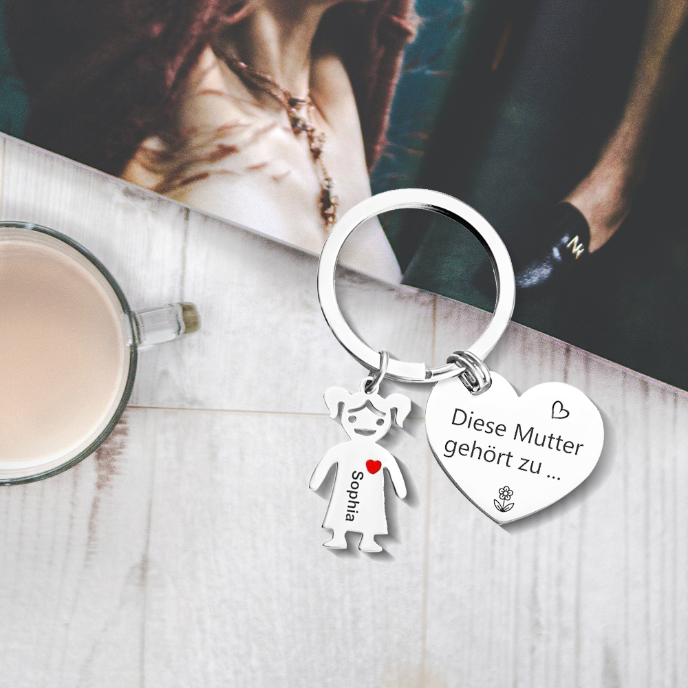 Damen Personalisierter Name & Geburtsblume PU Leder Geldbörse & 1 Name Schlüsselanhänger Geschenkbox Set für Mama Mutter