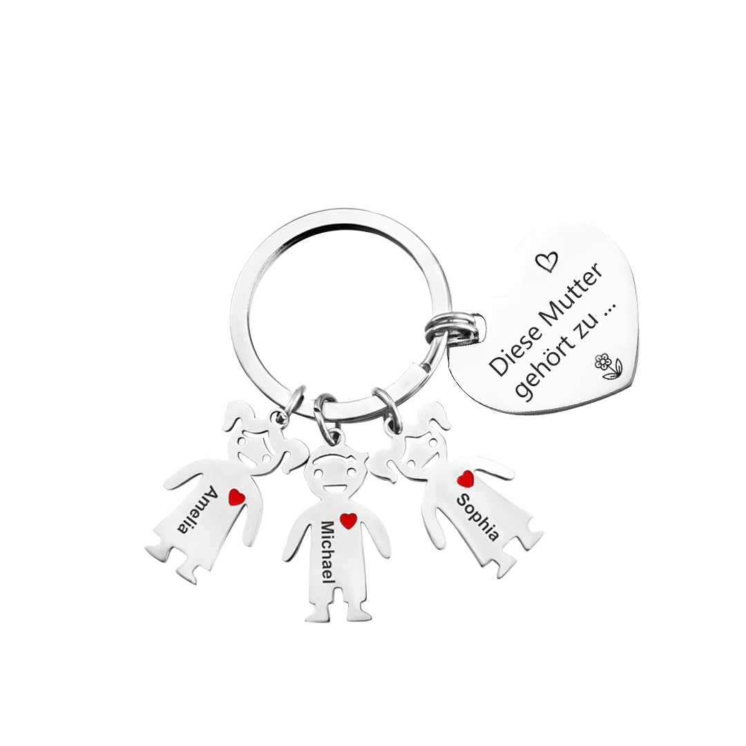 Damen Personalisierter Name & Geburtsblume PU Leder Geldbörse & 3 Namen Schlüsselanhänger Geschenkbox Set für Mama Mutter