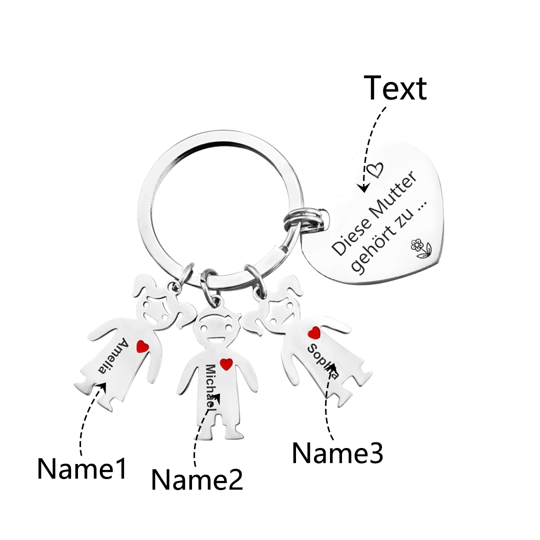 Damen Personalisierter Name & Geburtsblume PU Leder Geldbörse & 3 Namen Schlüsselanhänger Geschenkbox Set für Mama Mutter